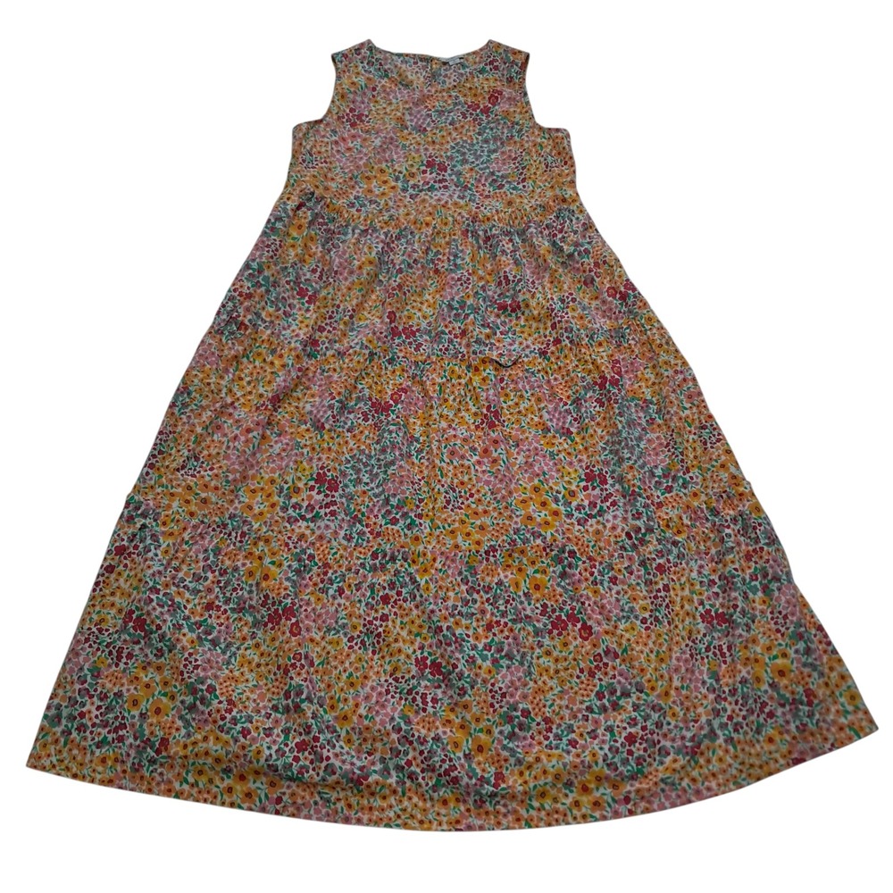 J. Crew Dress Womens 2 Oversized Floral Tiered Sleeveless Cottagecore Prairie